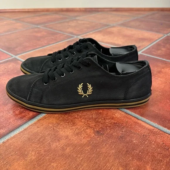 Fred Perry Black Embroidered Logo Lace-Up Rubber Sole Sneakers Size US 10 - Picture 6 of 13